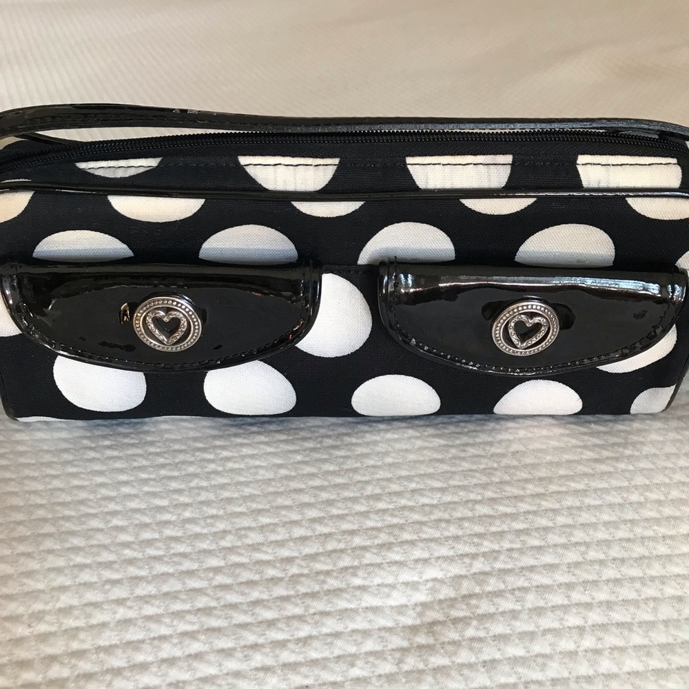 Brighton black and white polka dot baguette bag